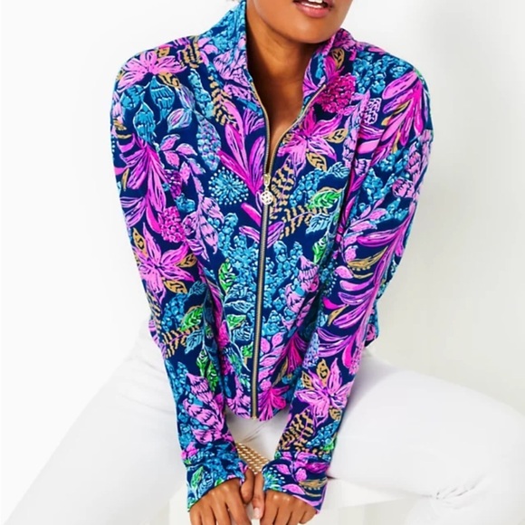 Lilly Pulitzer Womens wrenley full zip UPF 50 jacket pockets calypso coast XS - Picture 1 of 10